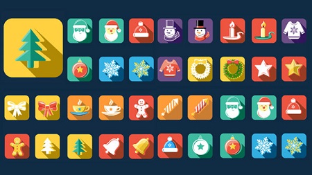 Flat Style Animated Christmas New Year Icons 13483247 After Effects