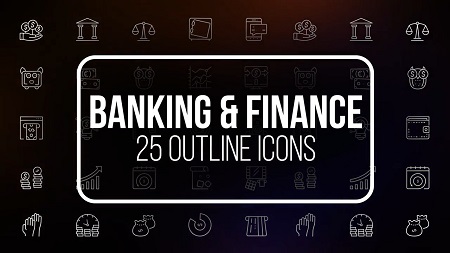 MotionArray - Banking And Finance - 25 Outline Icons After Effects