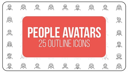 MotionArray - People Avatars 25 Outline Icons After Effects Templates