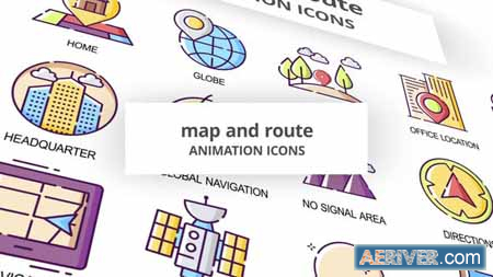 Videohive Map & Route - Animation Icons 30041572 Free