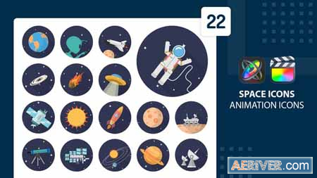 Videohive Space Animation Icons Final Cut Pro & Apple Motion 37977056 Free