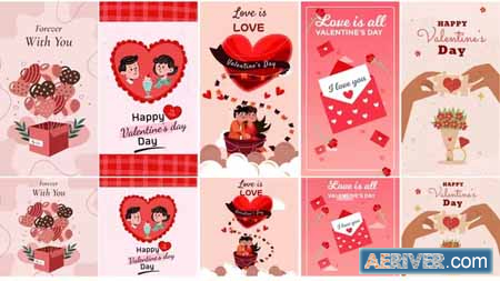 Videohive Valentine's Day Instagram Stories & Posts - Cartoon Animation pack  42894665 Free