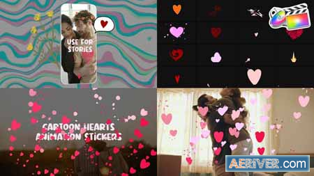 Videohive Cartoon Hearts Animation Stickers for FCPX 43335220